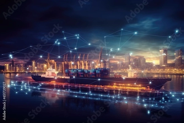 Fototapeta Smart Container Transportation Terminal