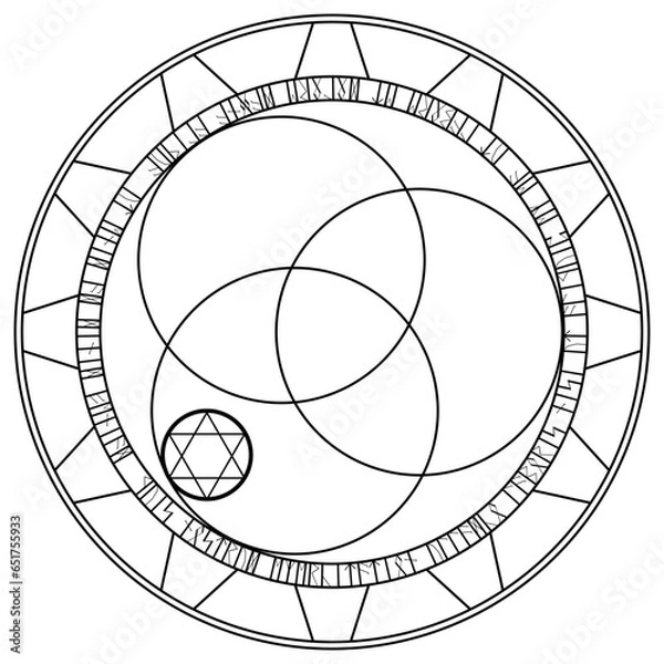 Obraz 魔法陣素材ベクター、ルーン文字使用
