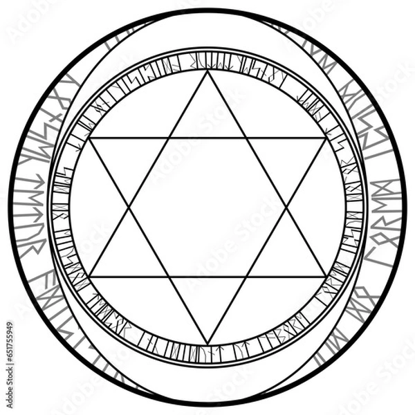 Obraz 魔法陣素材ベクター、ルーン文字使用