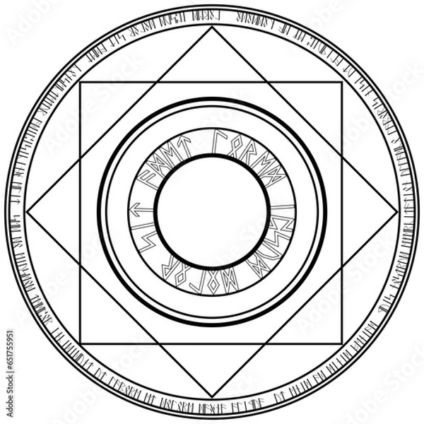 Obraz 魔法陣素材ベクター、ルーン文字使用