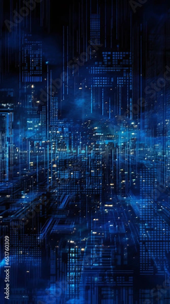 Obraz Technology circuit board background blue light, Generative AI