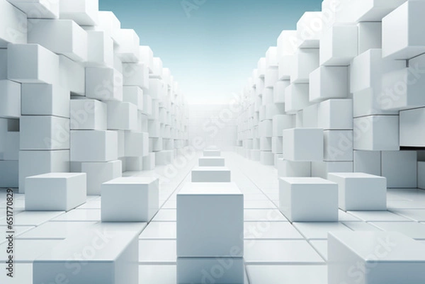 Fototapeta Bright White 3d Blank Block Box