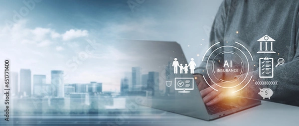Fototapeta Digital assurance and AI; transforming insurance and financial security; cybersecurity and health; medical diagnostics in the age of automation; smart healthcare solutions.