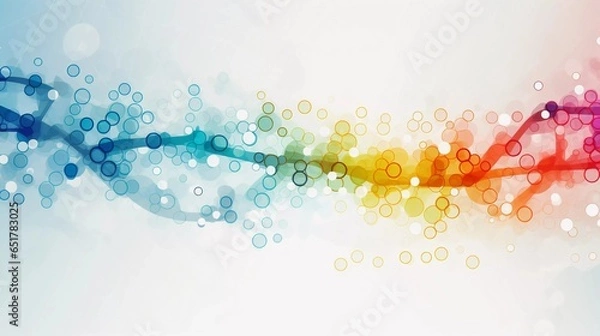 Fototapeta colorful translucent DNA helix on light background - digital, dots, biotech, bio-technology, biology, therapy, genetic