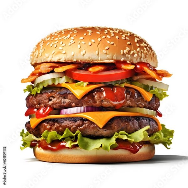 Obraz hamburger on a white background