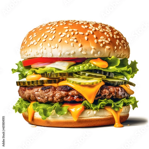 Obraz hamburger on a white background