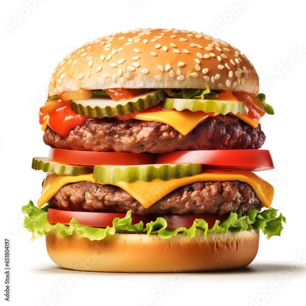 Obraz hamburger on a white background