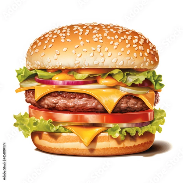 Obraz hamburger isolated on white