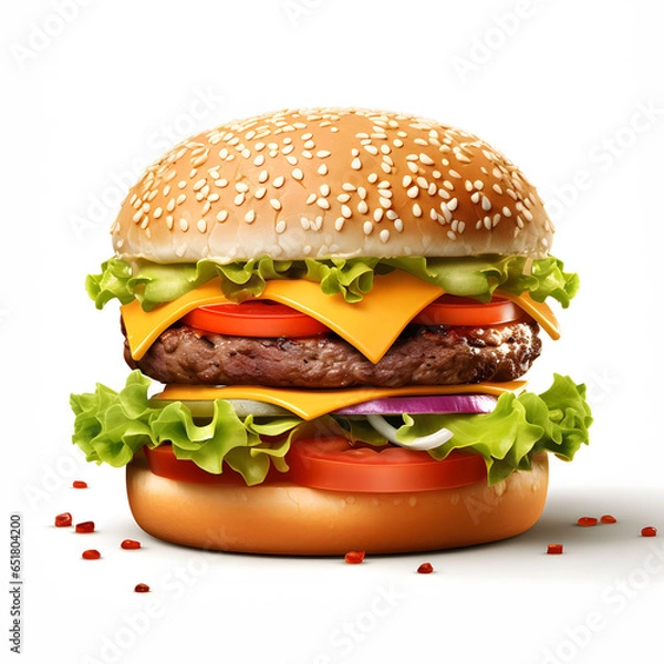 Obraz hamburger isolated on white