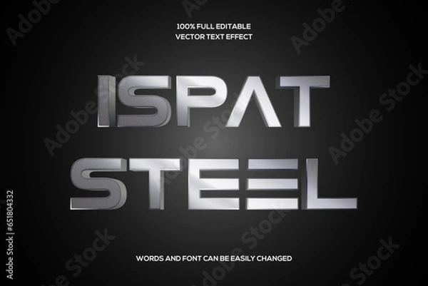 Fototapeta Ispat Steel 3d Editable text effect vector