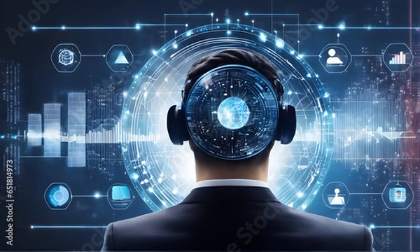 Fototapeta ai artificial intelligence data science information technology concept businessman