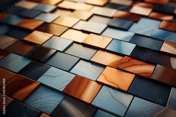 Fototapeta Background of extended 3D cubic wood grains in bright colors.