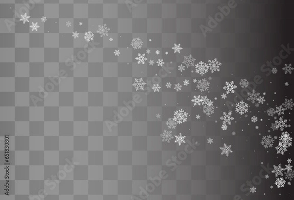 Fototapeta Silver Snowflake Vector Transparent Background.