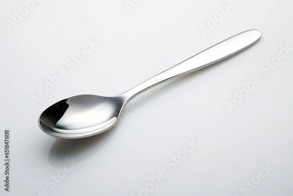 Fototapeta Silver spoon isolated on a grey background