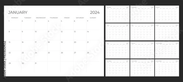 Obraz 2024 Calendar Printable start from monday