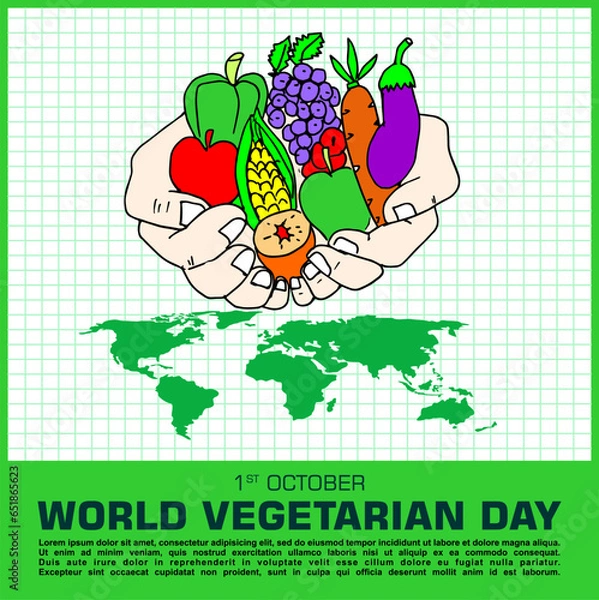 Fototapeta World Vegetarian Day, 1 October, poster and banner vector
