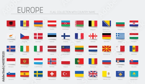 Fototapeta Europe flag collection. Vector illustration