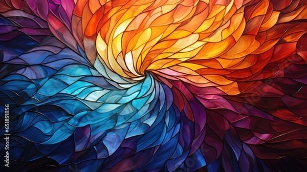 Fototapeta Abstract painting in stained glass style. Colorful background in abstract style. Bright smeared colors. Generative AI
