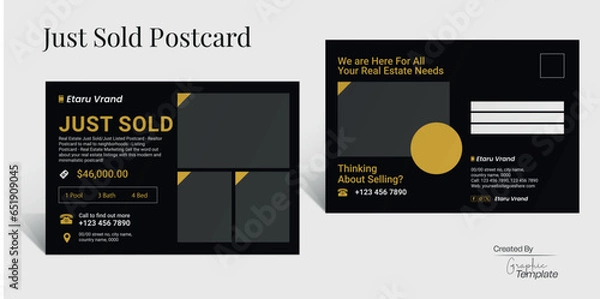 Fototapeta Real Estate Just Sold Postcard Just Listed Postcard 