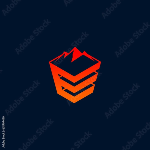 Obraz 3d letter e with mountain logo design