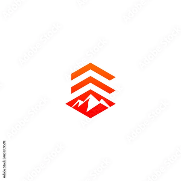 Obraz letter e with mountain logo design