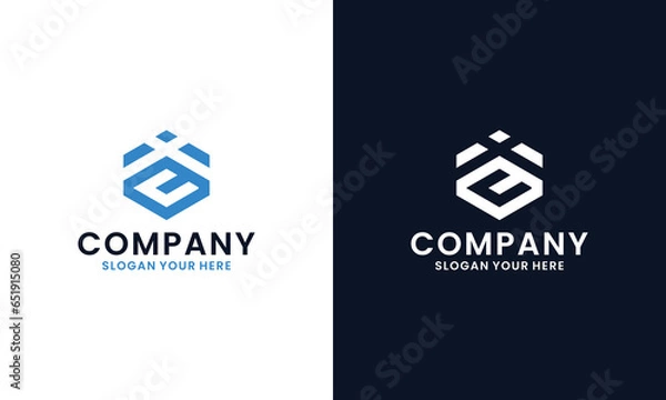 Obraz Initial letters C I negative space hexagon shape monogram logo