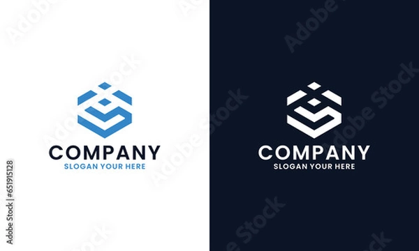 Obraz Initial letters L I negative space hexagon shape monogram logo