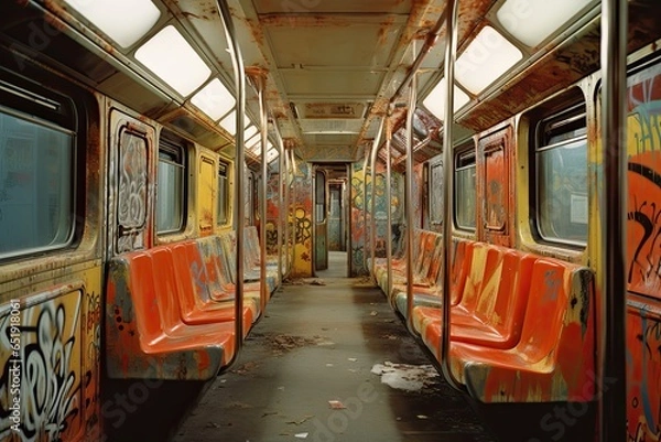 Obraz 1970s Subway Train Car Interior