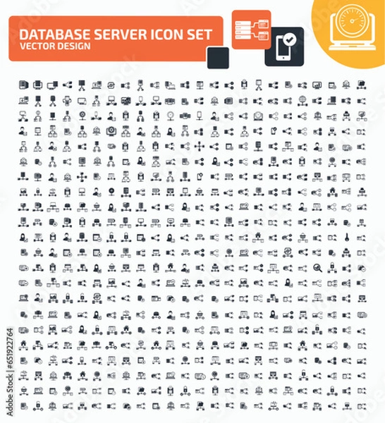 Obraz Database And Network Vector Icon Set Design
