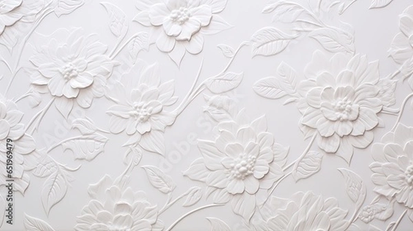 Obraz White embossed flowers