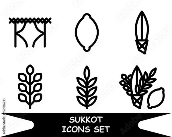Obraz Jewish holiday of Sukkot icons.  Commandment "four plants".