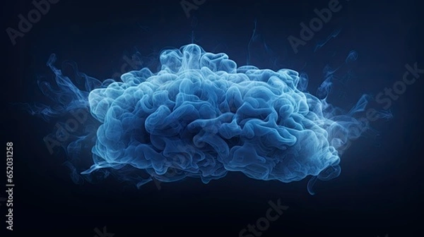 Obraz A blue smoke brain on black background
