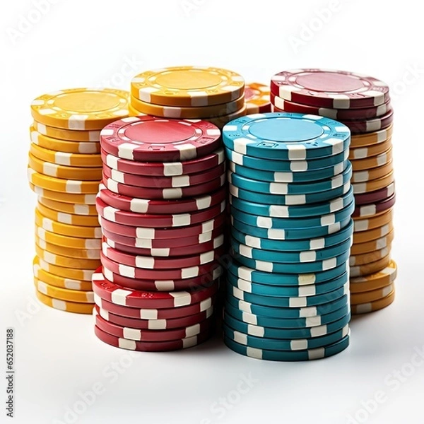 Obraz  Colorful Casino Chips Stacked on a Black Surface