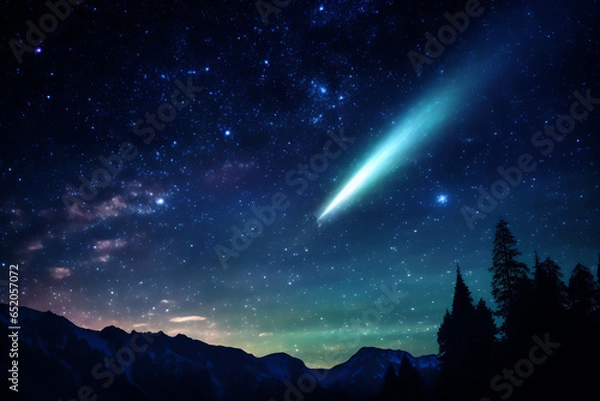 Fototapeta A comet in the night sky