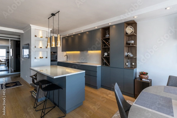 Obraz Kitchen and dining interior with kitchen island