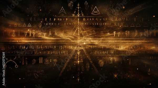 Fototapeta mystical runes background, AI Generated