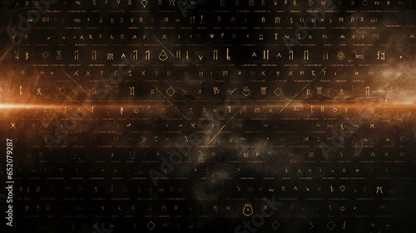 Fototapeta mystical runes background, AI Generated