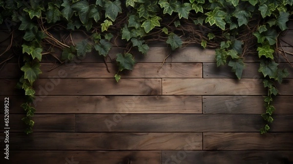Fototapeta a wood texture with a plant growing on it generated by Ai