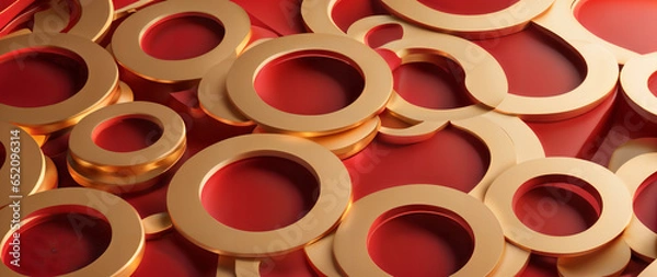 Fototapeta golden things on a red background, i think it goes well with christmas or some fashion stuff