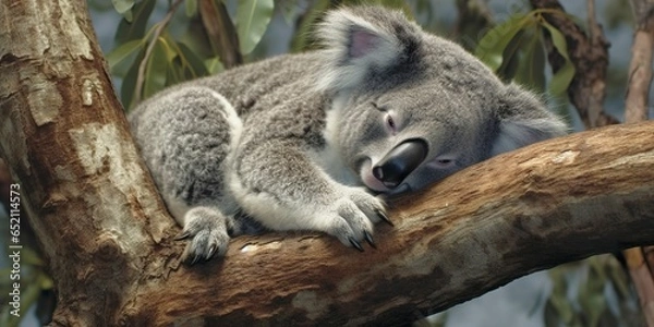 Obraz Koala asleep in tree.