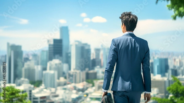 Obraz 青空とビジネスマンの後ろ姿