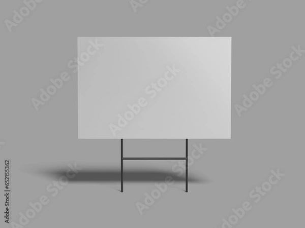 Fototapeta White Blank Billboard Yard Sign 3D render Mockup