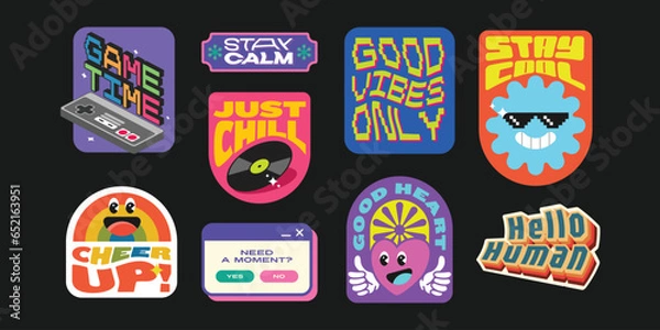 Obraz Set of Urban Retro inspirational and motivational tags and Stickers illustration vector
