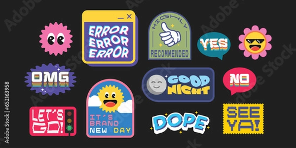 Obraz Set of Urban Retro inspirational and motivational tags and Stickers illustration vector