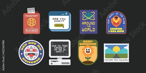 Obraz Set of Urban Retro inspirational and motivational tags and Stickers illustration vector