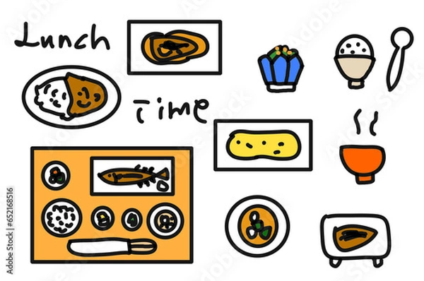 Fototapeta 食堂カフェ昼食イメージシンプルイラスト