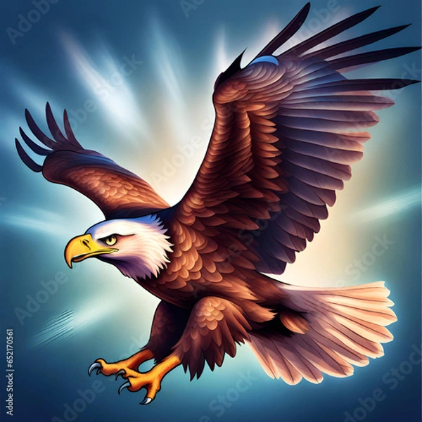 Fototapeta American Eagle is flying gracefully on a transparent background Generative ai