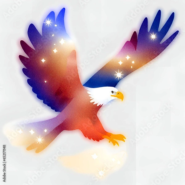 Fototapeta American Eagle is flying gracefully on a transparent background Generative ai