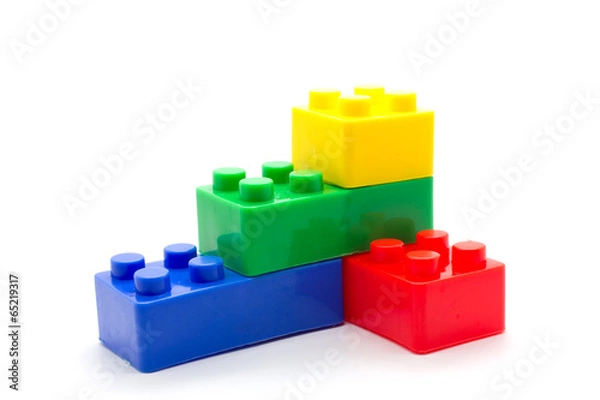 Fototapeta blocks Plastic building blocks on white background