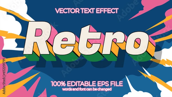 Obraz old school Retro editable text effect style, EPS editable text effect